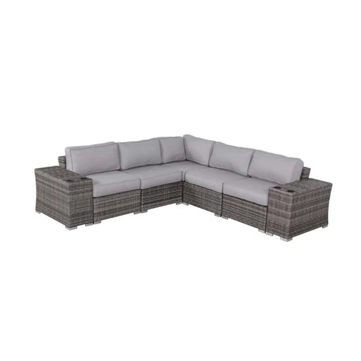 Elegant 7-Piece Rattan Sectional Sofa Set with Cushions in Grey Mix - Durable Wicker and Aluminum Frame Default -DTYStore