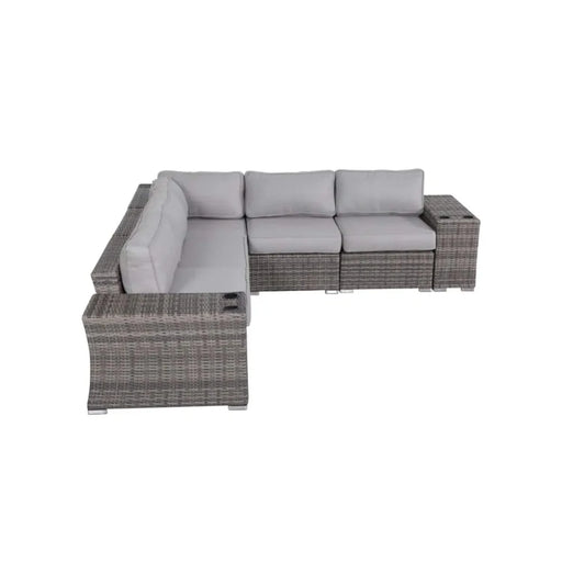 Elegant 7-Piece Rattan Sectional Sofa Set with Cushions in Grey Mix - Durable Wicker and Aluminum Frame Default -DTYStore