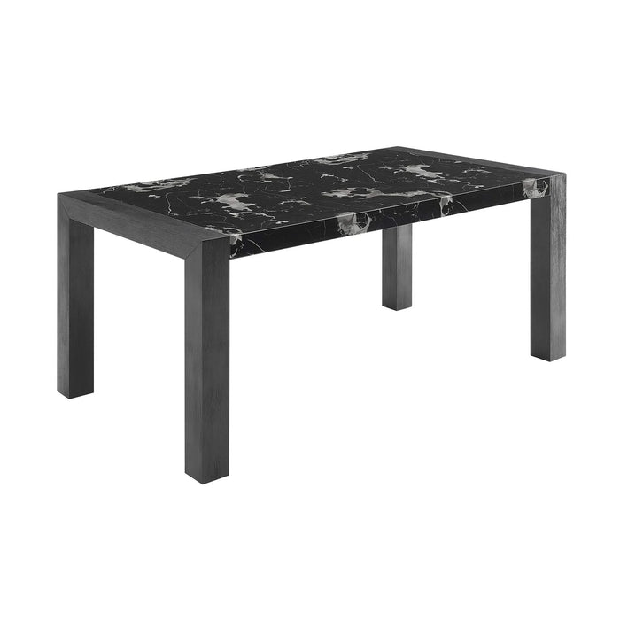 Elegant Black Dining Table with Faux Marble Top and (4) Charcoal Padded Chairs Default -DTYStore
