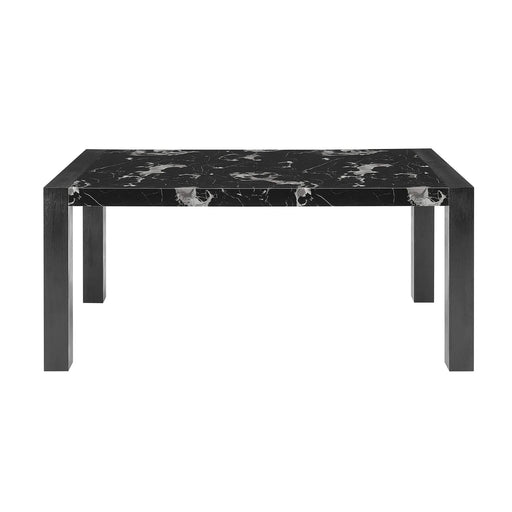 Elegant Black Dining Table with Faux Marble Top and (4) Charcoal Padded Chairs Default -DTYStore