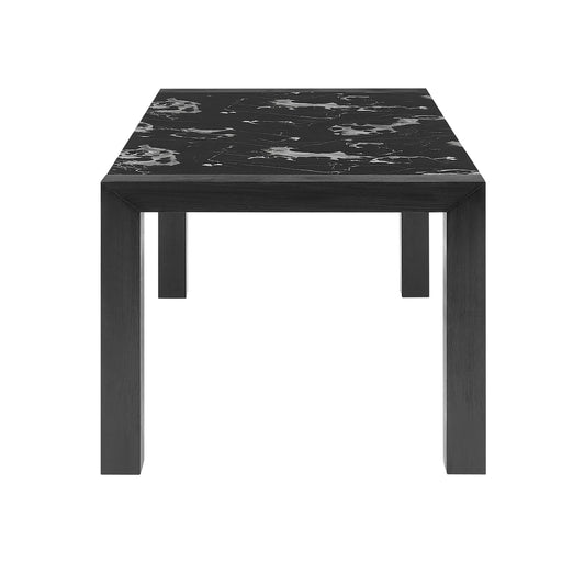 Elegant Black Dining Table with Faux Marble Top and (4) Charcoal Padded Chairs Default -DTYStore