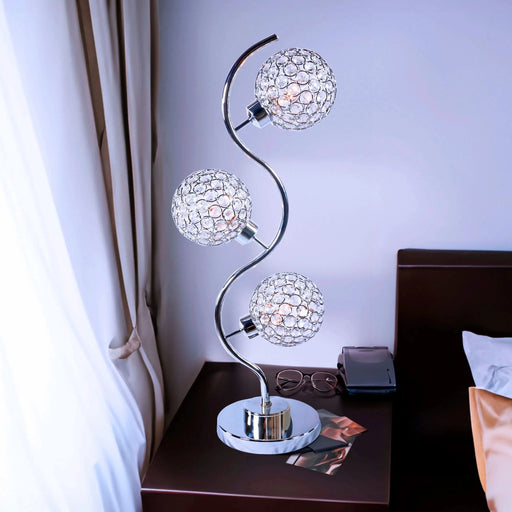 Elegant Crystal Globe Table Lamp – Triple Light Design Default -DTYStore