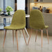 Elegant Dining Chair Set of 2 with Green Fabric and Light Walnut Finish Default -DTYStore