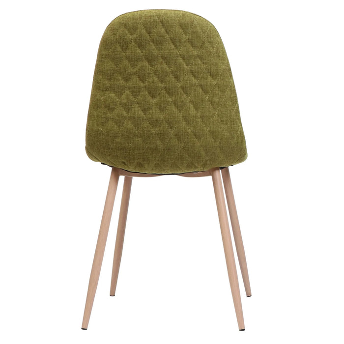 Elegant Dining Chair Set of 2 with Green Fabric and Light Walnut Finish Default -DTYStore