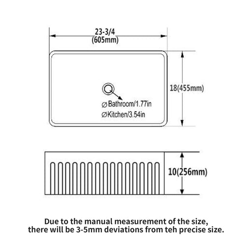 Elegant Farmhouse Style Small Apron-Front Ceramic Kitchen Sink White 24-Inch Single Bowl Reversible Design Default -DTYStore