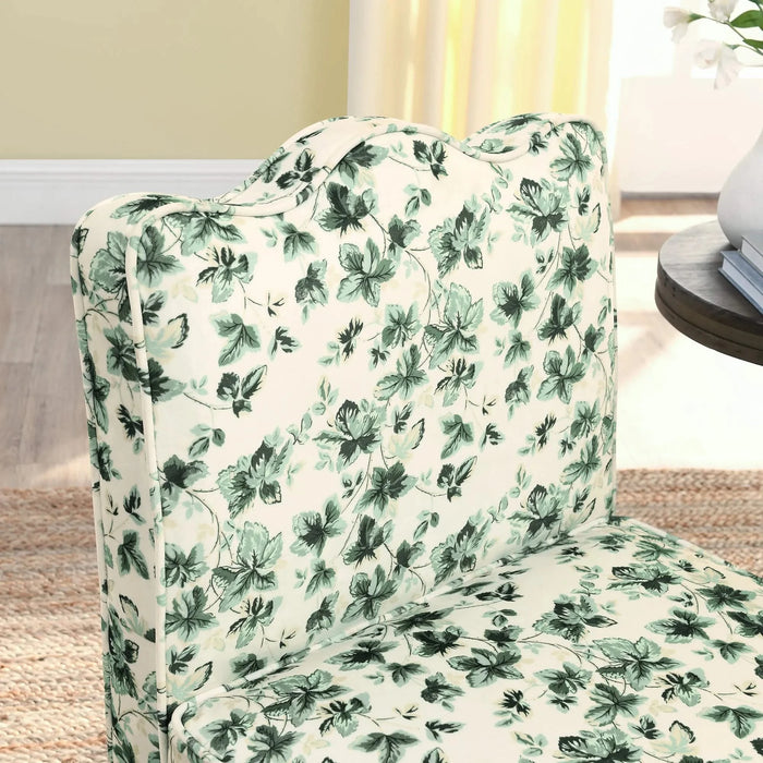 Elegant Flannel Single Dining Chair with Soft Seat Cushion and Backrest, Green, Wood Frame Default -DTYStore