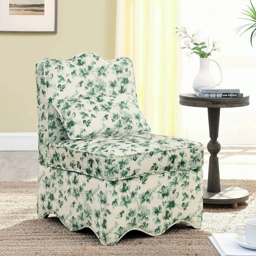 Elegant Flannel Single Dining Chair with Soft Seat Cushion and Backrest, Green, Wood Frame Default -DTYStore