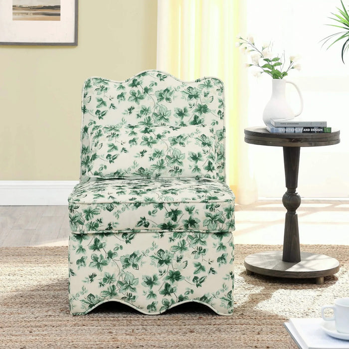 Elegant Flannel Single Dining Chair with Soft Seat Cushion and Backrest, Green, Wood Frame Default -DTYStore