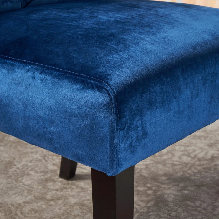Elegant George Hi-Back KD Dining Chair Set of 2 with Tufted Velvet in Navy Blue Default -DTYStore