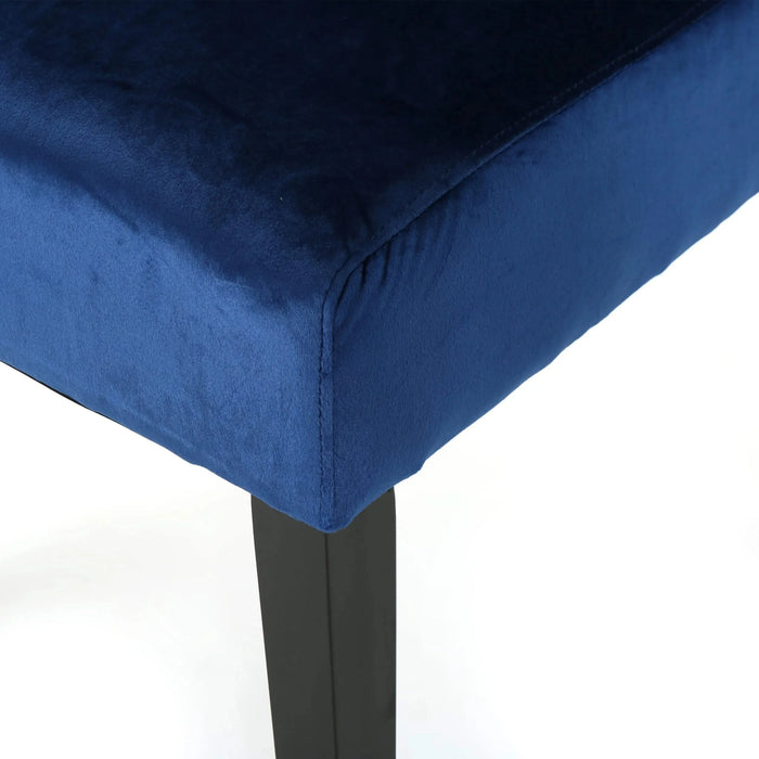 Elegant George Hi-Back KD Dining Chair Set of 2 with Tufted Velvet in Navy Blue Default -DTYStore