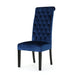 Elegant George Hi-Back KD Dining Chair Set of 2 with Tufted Velvet in Navy Blue Default -DTYStore