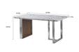 Elegant Luxurious Imitation Marble MDF Dinning Table for 6 or 8, Rectangular 63'L*35.4'W*29.8'H, Walnut+Stainless Steel Legs Modern, Durable, Easy to Assemble for Kitchen/Living Room/Meeting, White Default -DTYStore