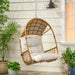 Elegant MALIA Outdoor/Indoor Wicker Hanging Chair with Cushion, Brown+Beige, Faux Rattan, 34.50x25.00x46.25 inches Default -DTYStore