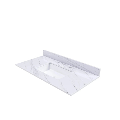 Elegant Marble Vanity Top, 43 Inch Bathroom Vanity with Undermount Sink, White Sintered Stone, Bianco Carrara Venato Default -DTYStore