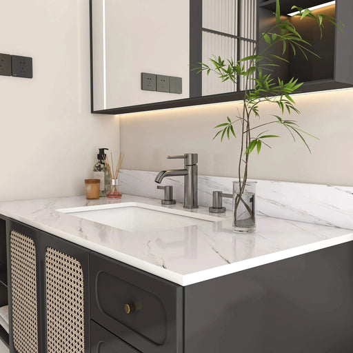 Elegant Marble Vanity Top, 43 Inch Bathroom Vanity with Undermount Sink, White Sintered Stone, Bianco Carrara Venato Default -DTYStore