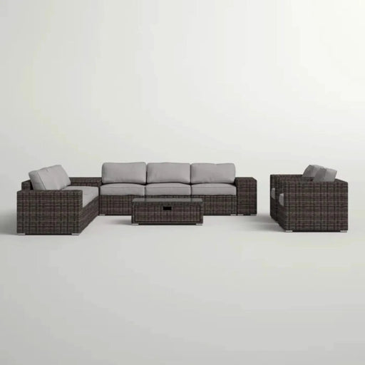 Elegant Outdoor 8-Person Seating Group with Cushions, Espresso Wicker, 130 inch Default -DTYStore