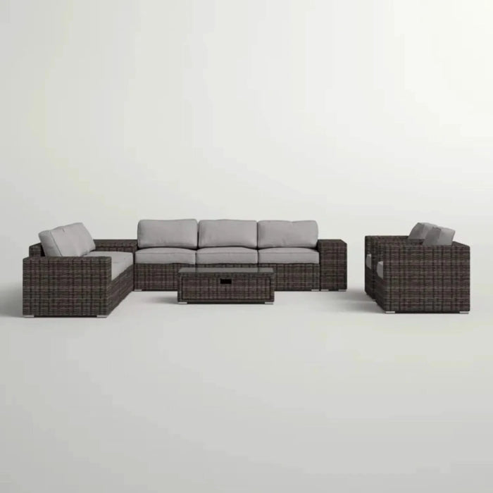 Elegant Outdoor 8-Person Seating Group with Cushions, Espresso Wicker, 130 inch Default -DTYStore