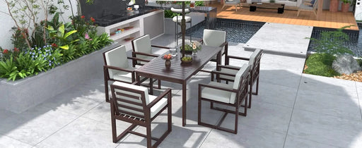 Elegant Patio Dining Set with Removable Cushions in Dark Brown Acacia Wood for Outdoor Spaces Default -DTYStore