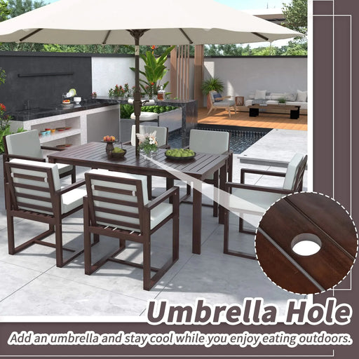 Elegant Patio Dining Set with Removable Cushions in Dark Brown Acacia Wood for Outdoor Spaces Default -DTYStore