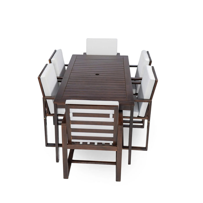 Elegant Patio Dining Set with Removable Cushions in Dark Brown Acacia Wood for Outdoor Spaces Default -DTYStore