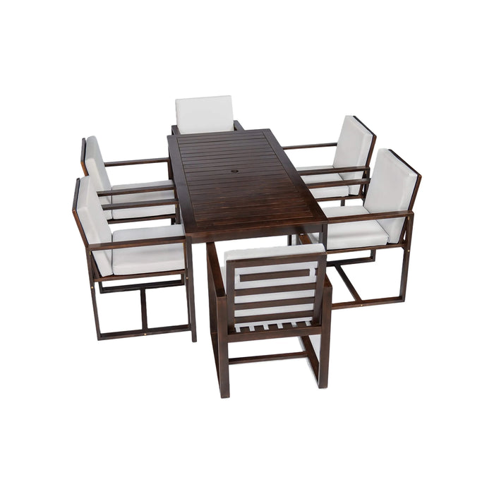 Elegant Patio Dining Set with Removable Cushions in Dark Brown Acacia Wood for Outdoor Spaces Default -DTYStore