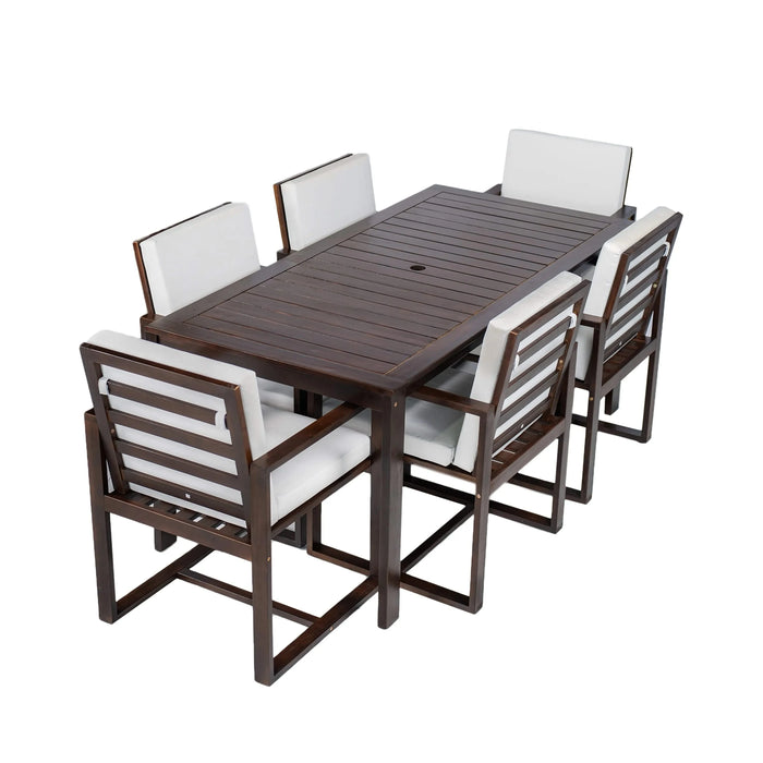 Elegant Patio Dining Set with Removable Cushions in Dark Brown Acacia Wood for Outdoor Spaces Default -DTYStore