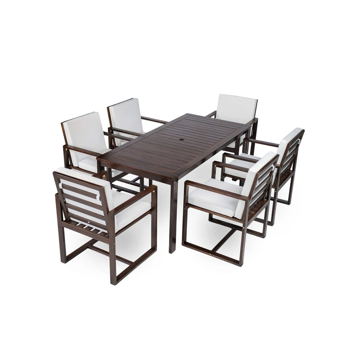 Elegant Patio Dining Set with Removable Cushions in Dark Brown Acacia Wood for Outdoor Spaces Default -DTYStore