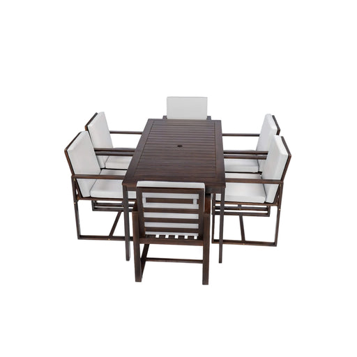 Elegant Patio Dining Set with Removable Cushions in Dark Brown Acacia Wood for Outdoor Spaces Default -DTYStore