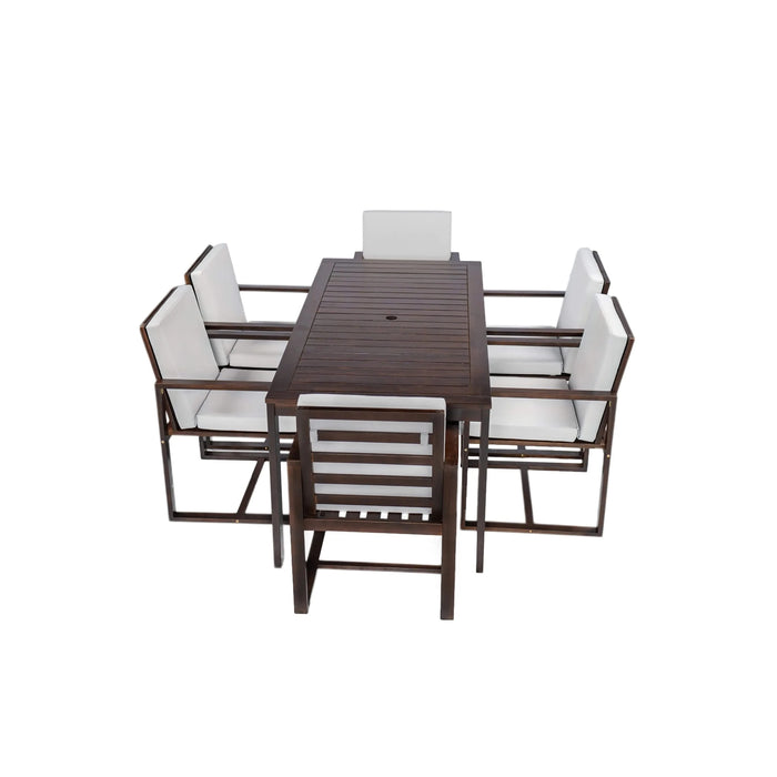 Elegant Patio Dining Set with Removable Cushions in Dark Brown Acacia Wood for Outdoor Spaces Default -DTYStore