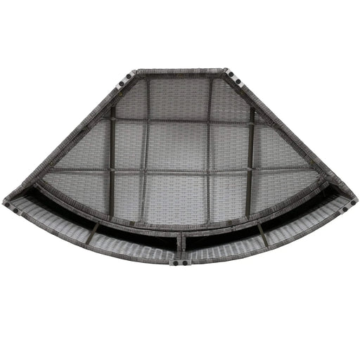 Elegant Patio Furniture Set Outdoor Daybed Rattan Sectional with Cushions and Center Table, Grey, Iron + Rattan Default -DTYStore