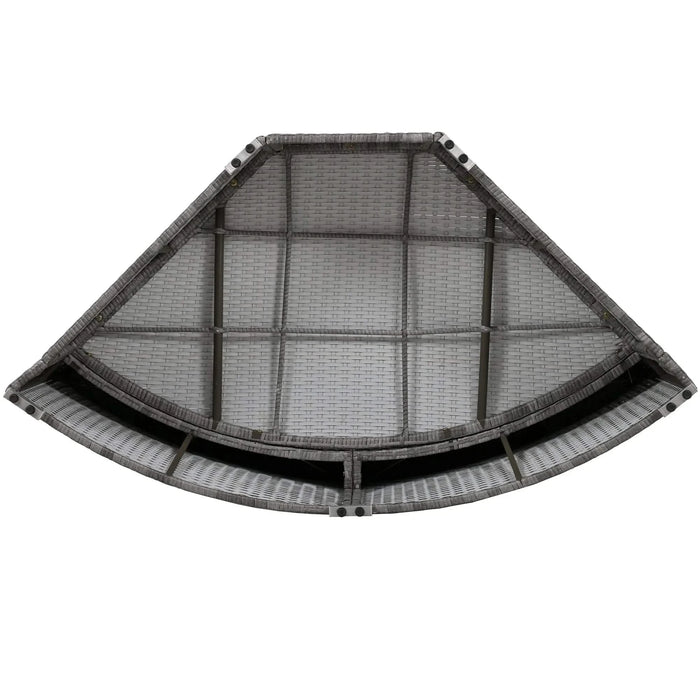 Elegant Patio Furniture Set Outdoor Daybed Rattan Sectional with Cushions and Center Table, Grey, Iron + Rattan Default -DTYStore