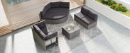 Elegant Patio Furniture Set Outdoor Daybed Rattan Sectional with Cushions and Center Table, Grey, Iron + Rattan Default -DTYStore