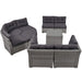 Elegant Patio Furniture Set Outdoor Daybed Rattan Sectional with Cushions and Center Table, Grey, Iron + Rattan Default -DTYStore