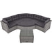 Elegant Patio Furniture Set Outdoor Daybed Rattan Sectional with Cushions and Center Table, Grey, Iron + Rattan Default -DTYStore