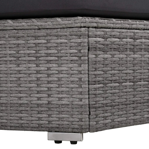 Elegant Patio Furniture Set Outdoor Daybed Rattan Sectional with Cushions and Center Table, Grey, Iron + Rattan Default -DTYStore