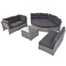 Elegant Patio Furniture Set Outdoor Daybed Rattan Sectional with Cushions and Center Table, Grey, Iron + Rattan Default -DTYStore