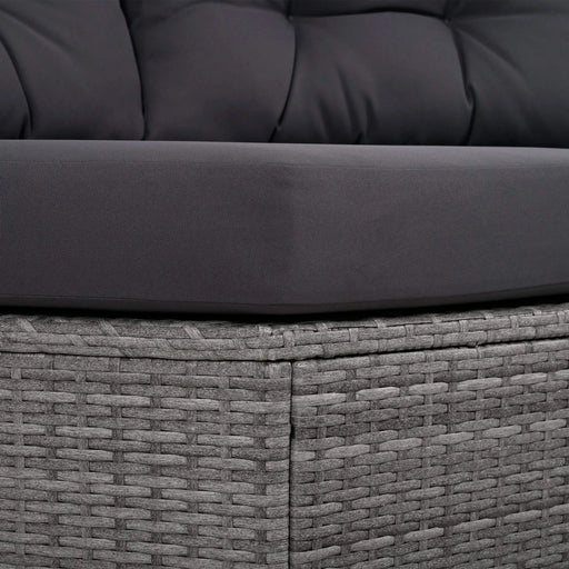 Elegant Patio Furniture Set Outdoor Daybed Rattan Sectional with Cushions and Center Table, Grey, Iron + Rattan Default -DTYStore
