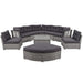 Elegant Patio Furniture Set Outdoor Daybed Rattan Sectional with Cushions and Center Table, Grey, Iron + Rattan Default -DTYStore