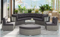 Elegant Patio Furniture Set Outdoor Daybed Rattan Sectional with Cushions and Center Table, Grey, Iron + Rattan Default -DTYStore