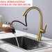 Elegant Single Handle Stainless Steel Pull Out Kitchen Faucet Brushed Gold with High-Arch Spout - DTY Store