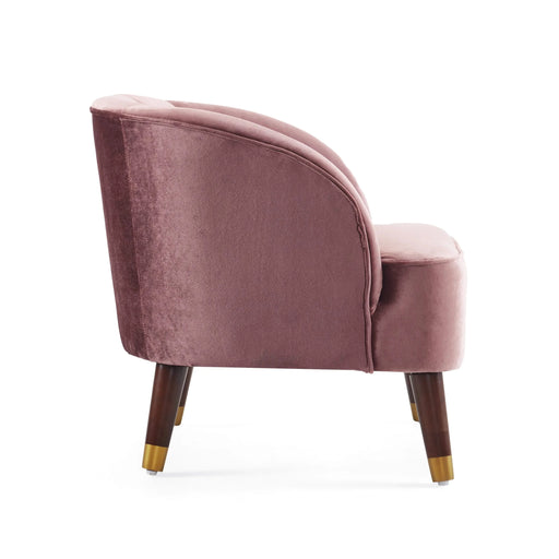 Elegant Upholstered Barrel Accent Chair with Wooden Legs in Blush Velvet Default -DTYStore