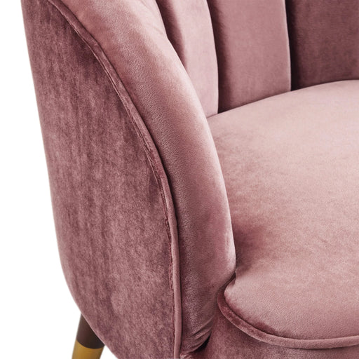 Elegant Upholstered Barrel Accent Chair with Wooden Legs in Blush Velvet Default -DTYStore