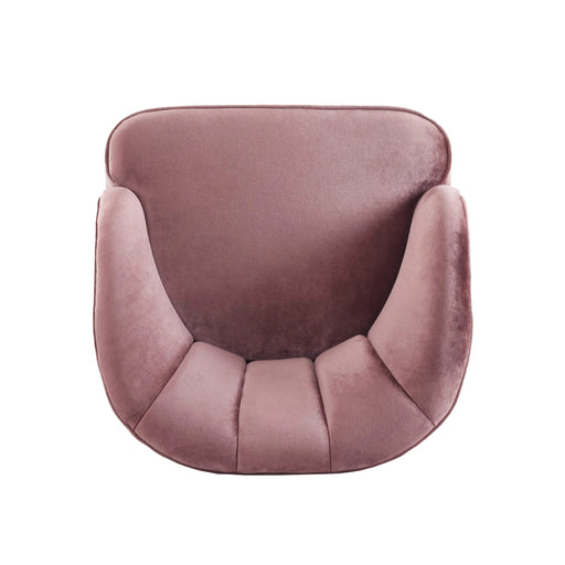 Elegant Upholstered Barrel Accent Chair with Wooden Legs in Blush Velvet Default -DTYStore