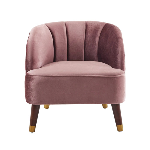 Elegant Upholstered Barrel Accent Chair with Wooden Legs in Blush Velvet Default -DTYStore