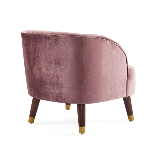Elegant Upholstered Barrel Accent Chair with Wooden Legs in Blush Velvet Default -DTYStore