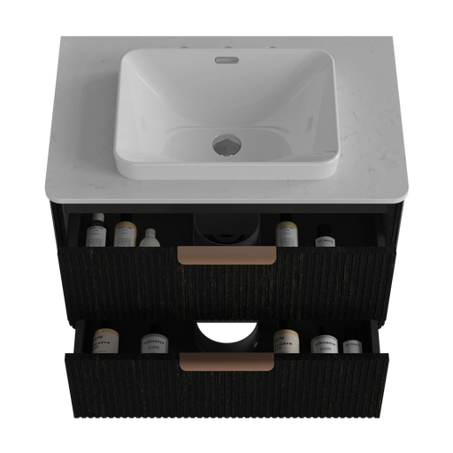 Elena 30 Modern Bathroom Vanity with Sink, Black Luxury Bathroom Vanity with Ample Storage, 2 Soft Close Drawers, 2 in 1 Floating or Freestanding Design, Pre-Assembled Default -DTYStore