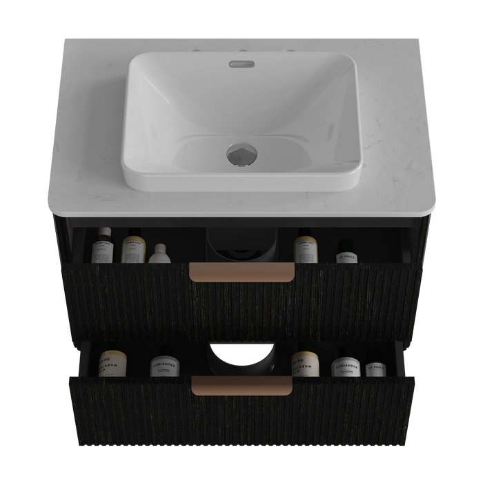 Elena 30 Modern Bathroom Vanity with Sink, Black Luxury Bathroom Vanity with Ample Storage, 2 Soft Close Drawers, 2 in 1 Floating or Freestanding Design, Pre-Assembled Default -DTYStore