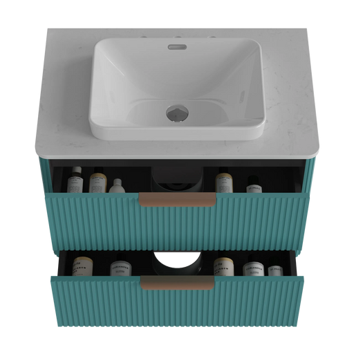 Elena 30 Modern Bathroom Vanity with Sink, Blue Luxury Bathroom Vanity with Ample Storage, 2 Soft Close Drawers, 2 in 1 Floating or Freestanding Design, Pre-Assembled Default -DTYStore