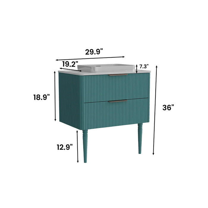 Elena 30 Modern Bathroom Vanity with Sink, Blue Luxury Bathroom Vanity with Ample Storage, 2 Soft Close Drawers, 2 in 1 Floating or Freestanding Design, Pre-Assembled Default -DTYStore