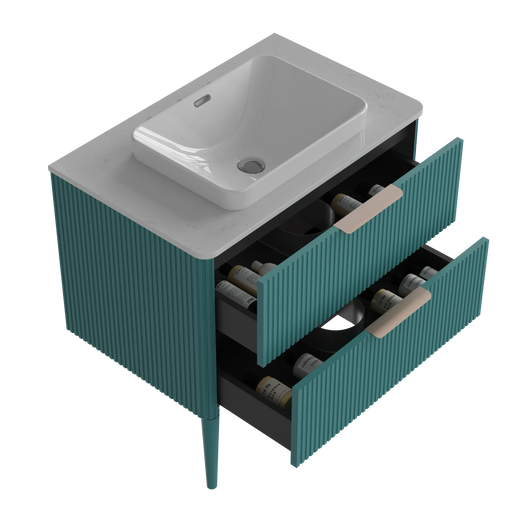 Elena 30 Modern Bathroom Vanity with Sink, Blue Luxury Bathroom Vanity with Ample Storage, 2 Soft Close Drawers, 2 in 1 Floating or Freestanding Design, Pre-Assembled Default -DTYStore